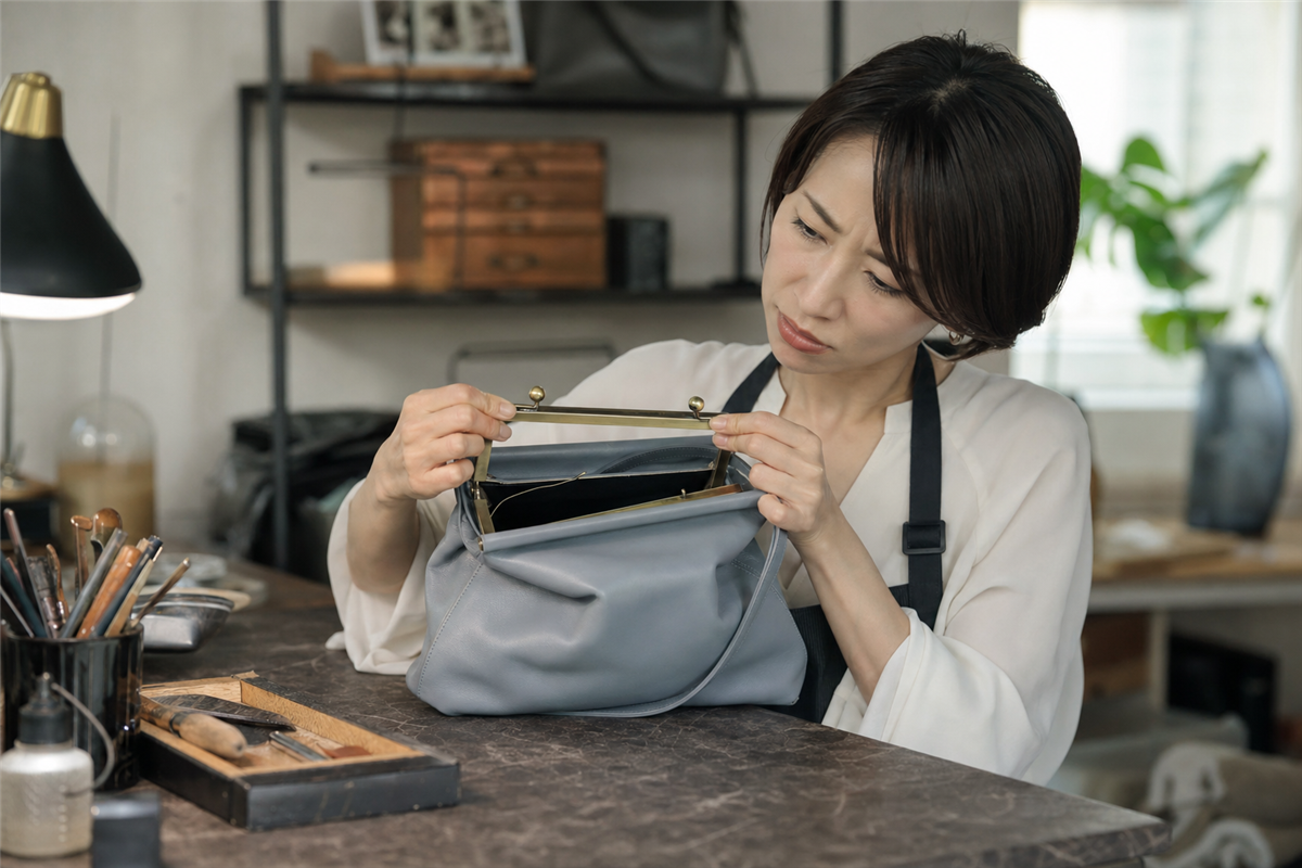 バッグの口金がゆがんで閉まらない。修理で戻せるかを見分ける
