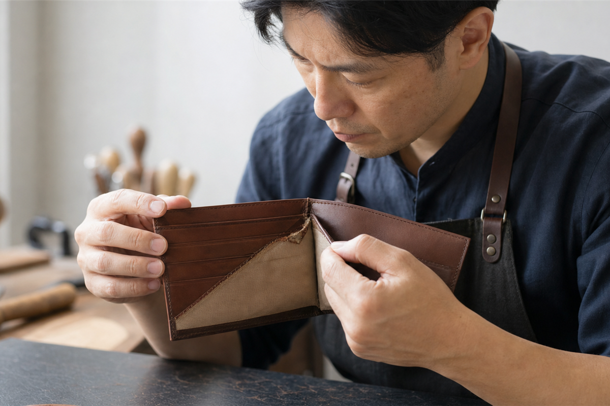 革財布の小銭入れが破れたら？内張り補修と交換の判断